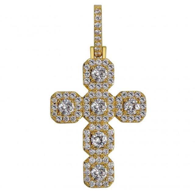 VVS Jewelry hip hop jewelry Gold / 4mm Tennis Chain / 30 inch Gold/Silver Baguette Cross Pendant