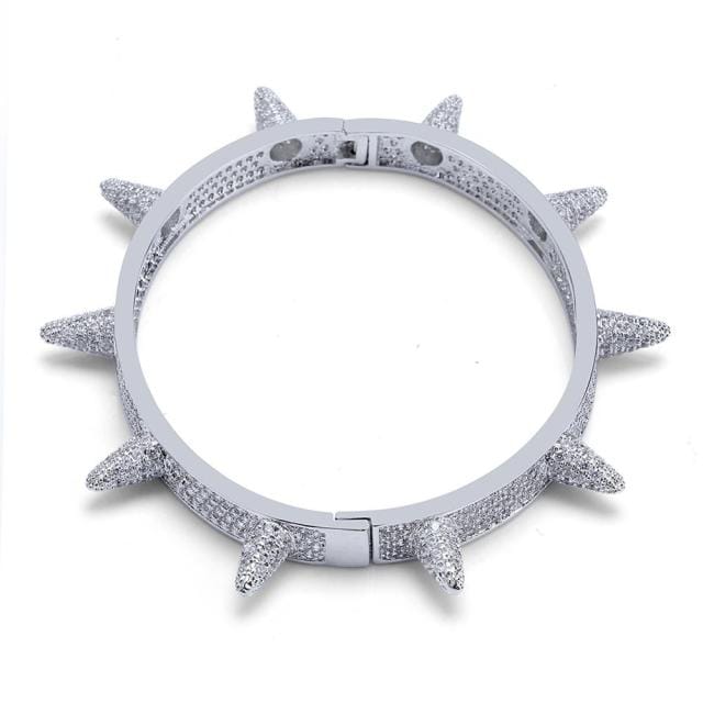 VVS Jewelry hip hop jewelry Silver Micro pave Spike Bangle Bracelet