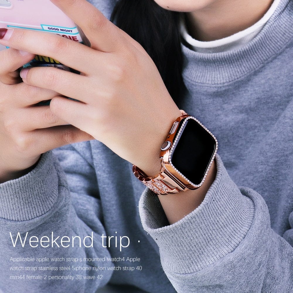 VVS Jewelry hip hop jewelry VVS Jewelry Iced Out Apple Watch Band + FREE Case