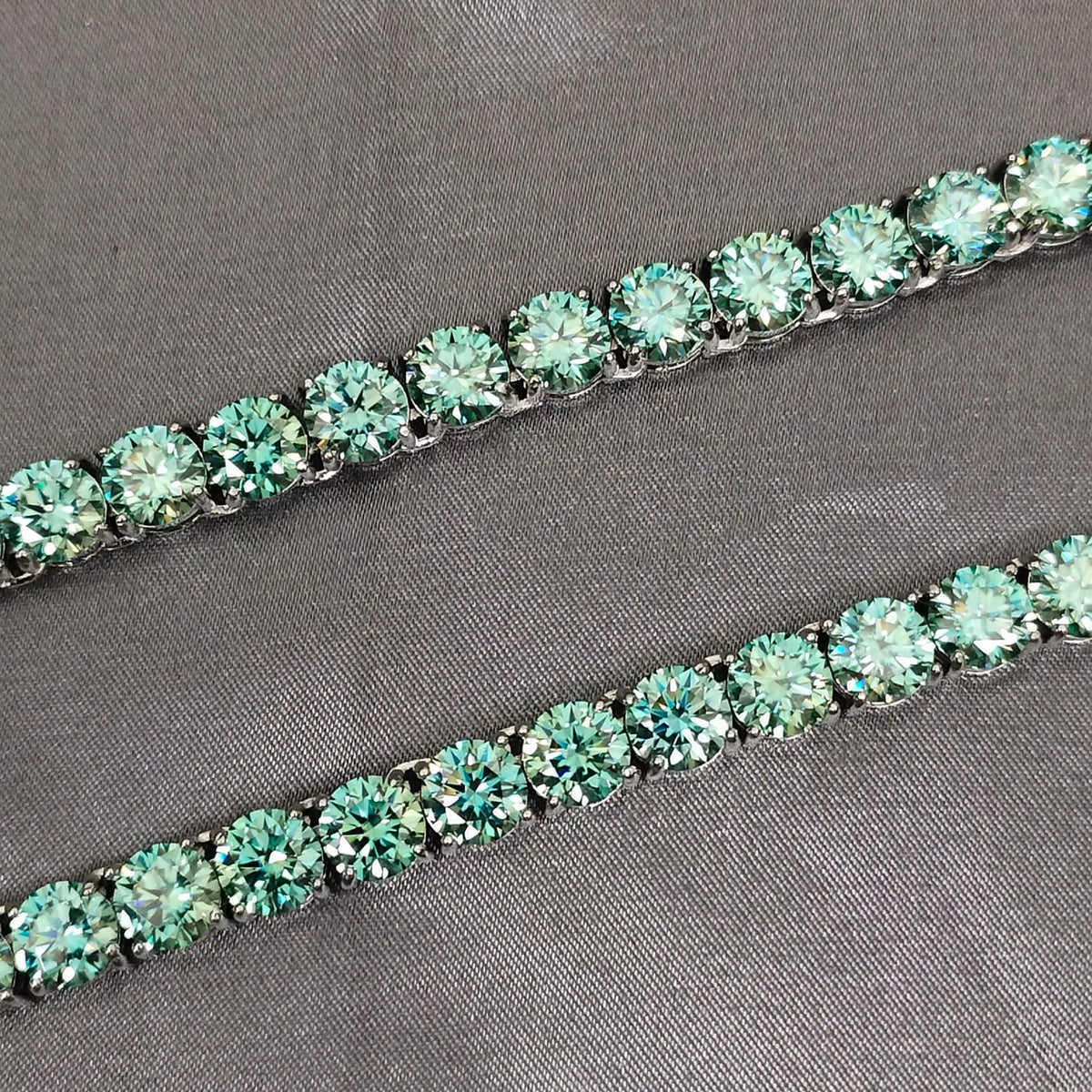 VVS Jewelry hip hop jewelry VVS Jewelry Rare Blue/Green 925 Sterling Silver Moissanite Tennis Chain