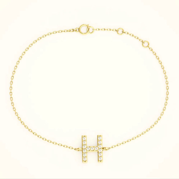 14K Gold Custom Initial Bracelet