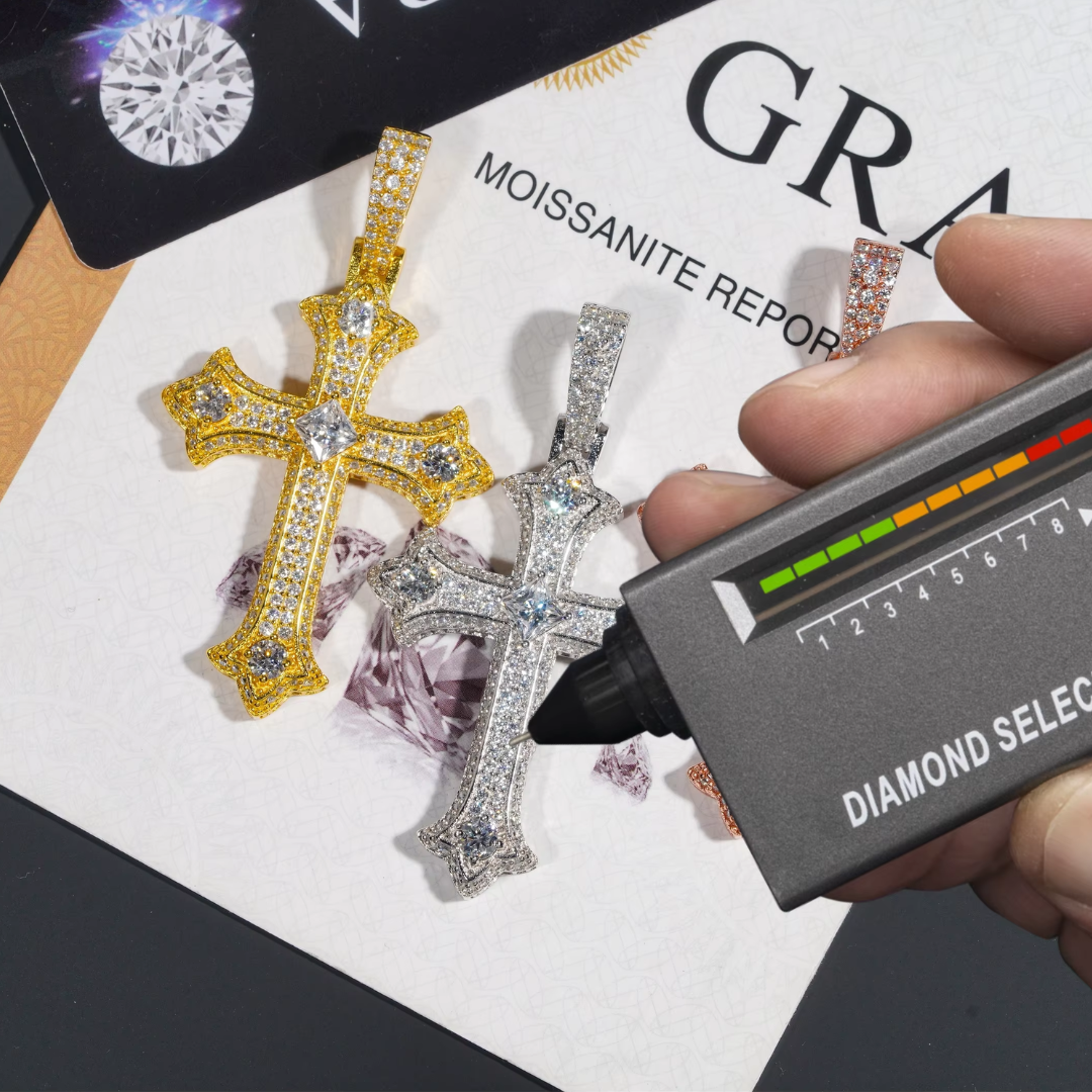 Iced Out Moissanite Cross Pendant