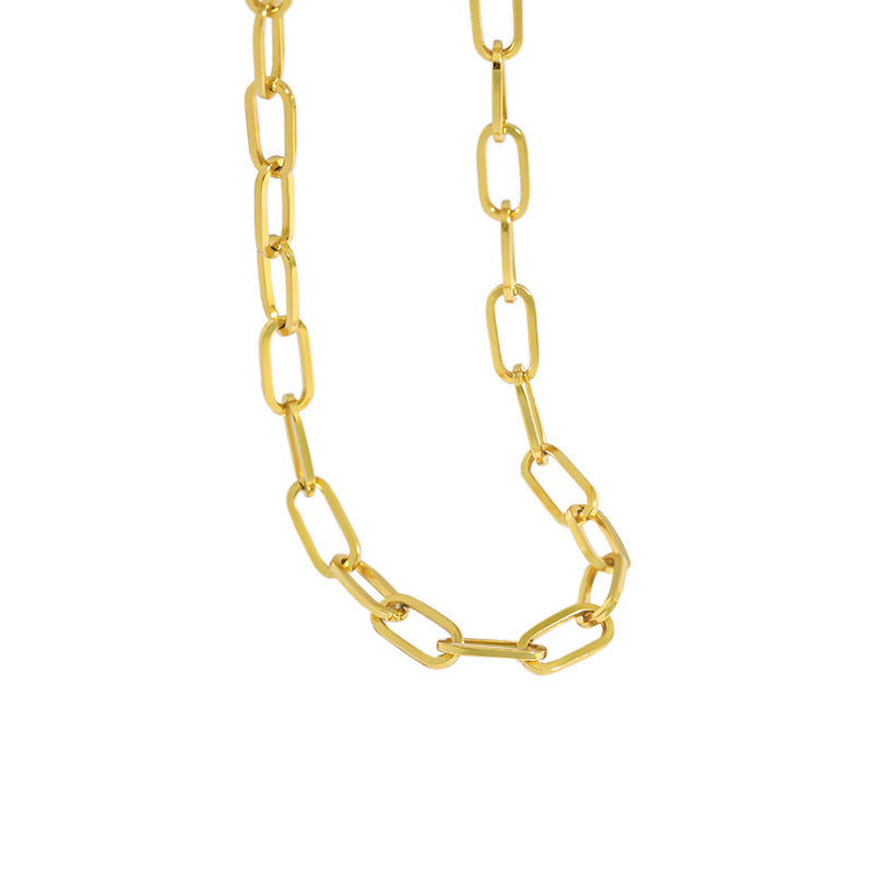 VVS Jewelry Paperclip Link Chain Necklace - .925 Sterling Silver & 18k Gold