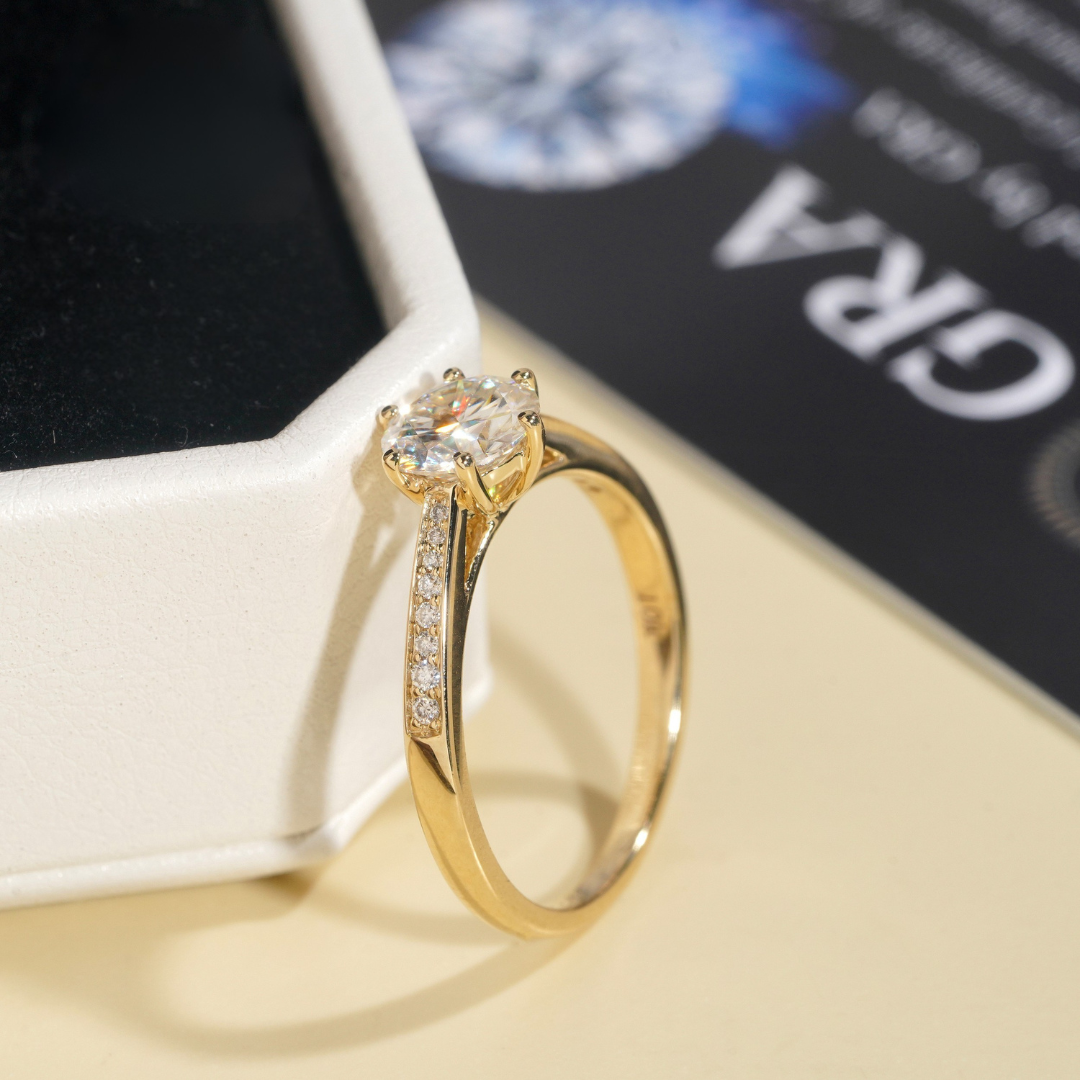 10K Solid Gold 1CT Moissanite Infinity Engagement Ring