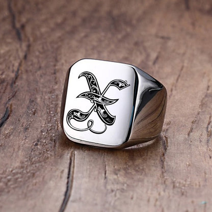 Custom Old English Initial Signet Ring