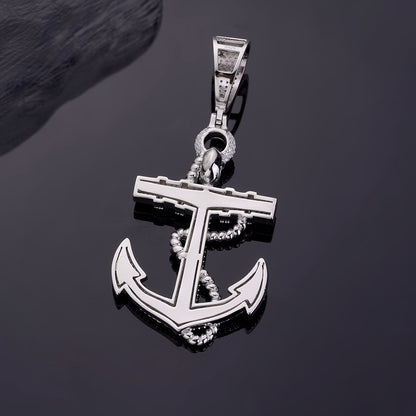 925 Sterling Silver Moissanite Anchor Pendant