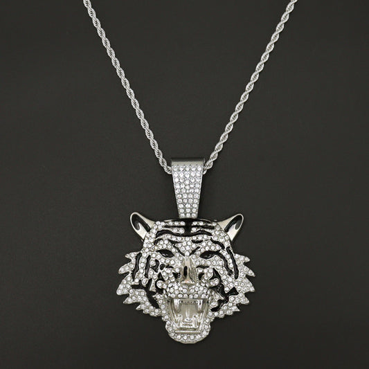 Icy Tiger Pendant Chain Necklace