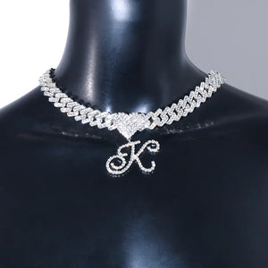 VVS Jewelry Initial Cuban Letter Choker Chain