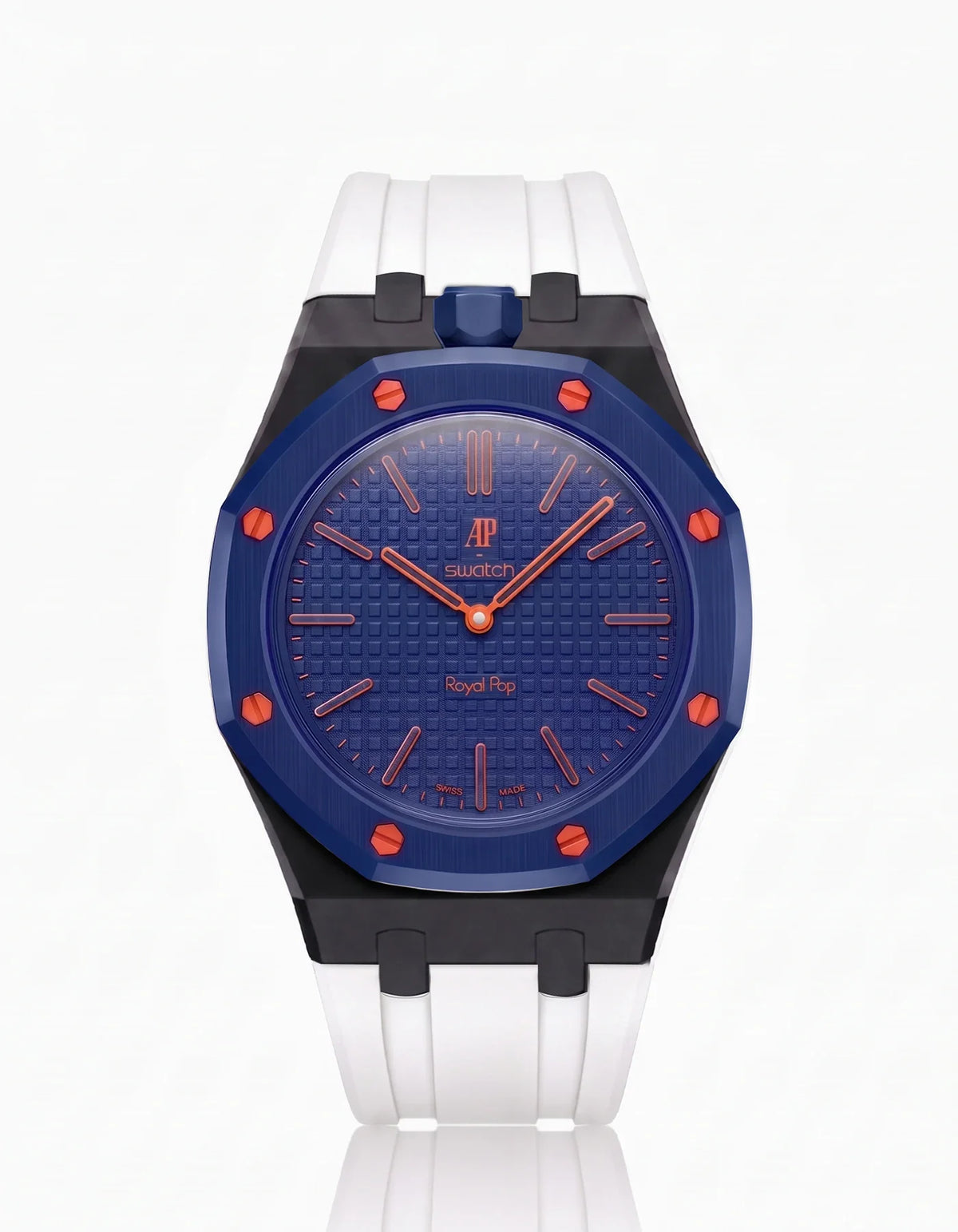 combo::black::rubber-strap-for-ap-x-swatch-royal-pop-white