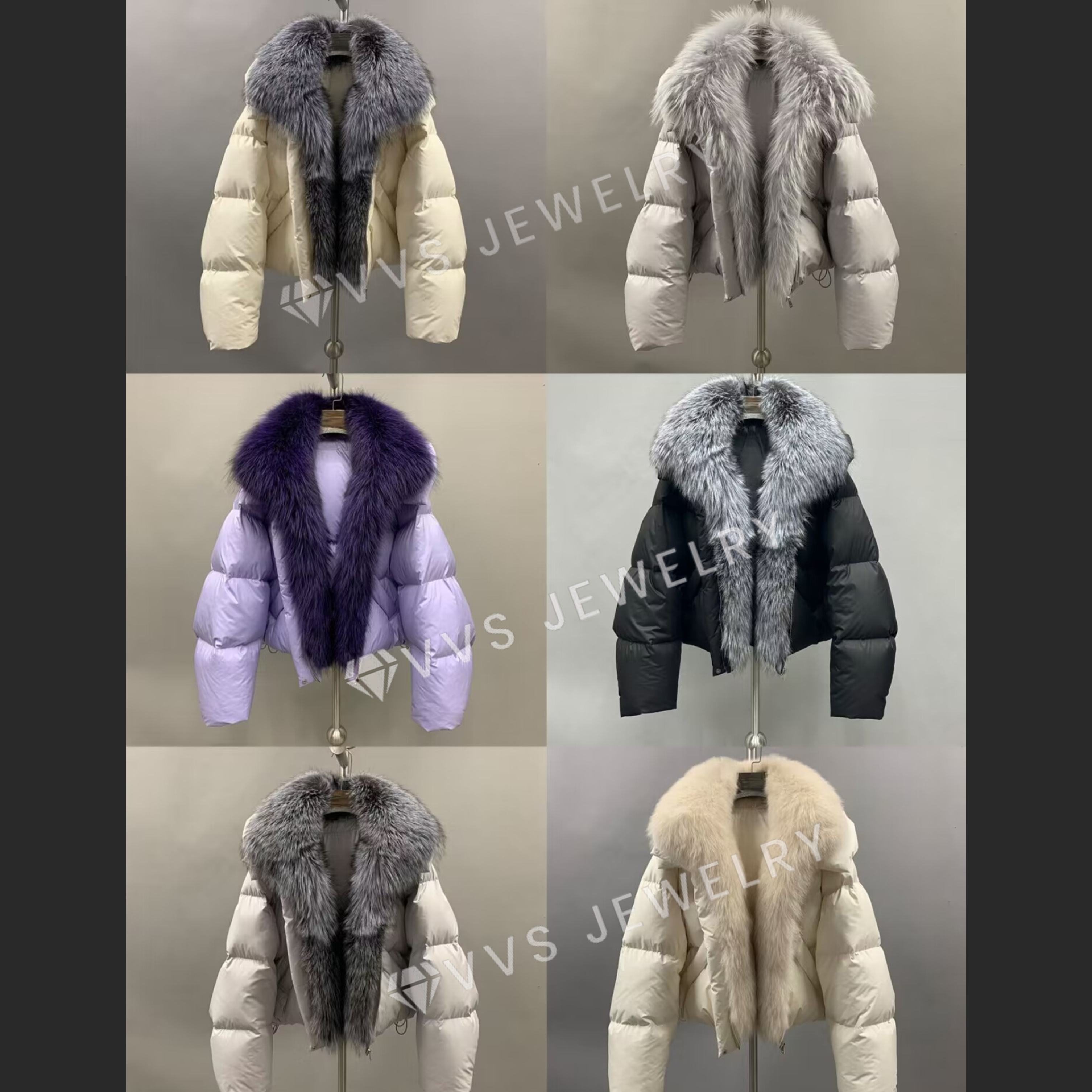 VVS Diana Real Fur-Trim Detachable Cropped Puffer Jacket