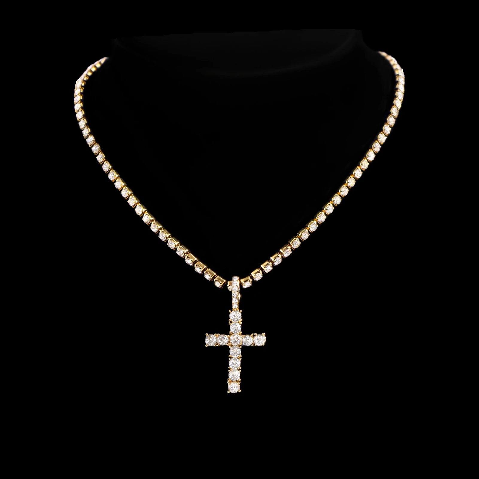 2-Piece Iced Out Bundle: 14MM Cuban + Tennis Cross Chain