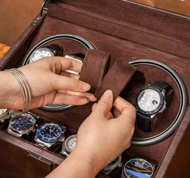 4+6 Rotating Watch Winder for Mechanical Watches – Silent Automatic Organizer