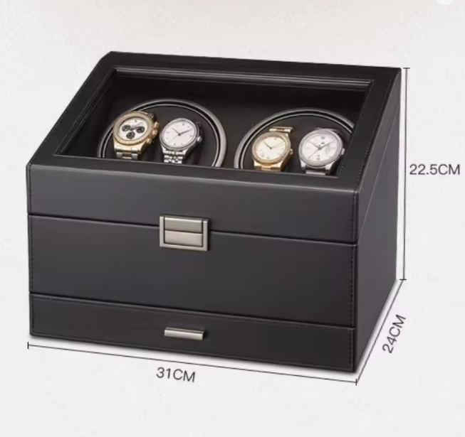 4+6 Rotating Watch Winder for Mechanical Watches – Silent Automatic Organizer