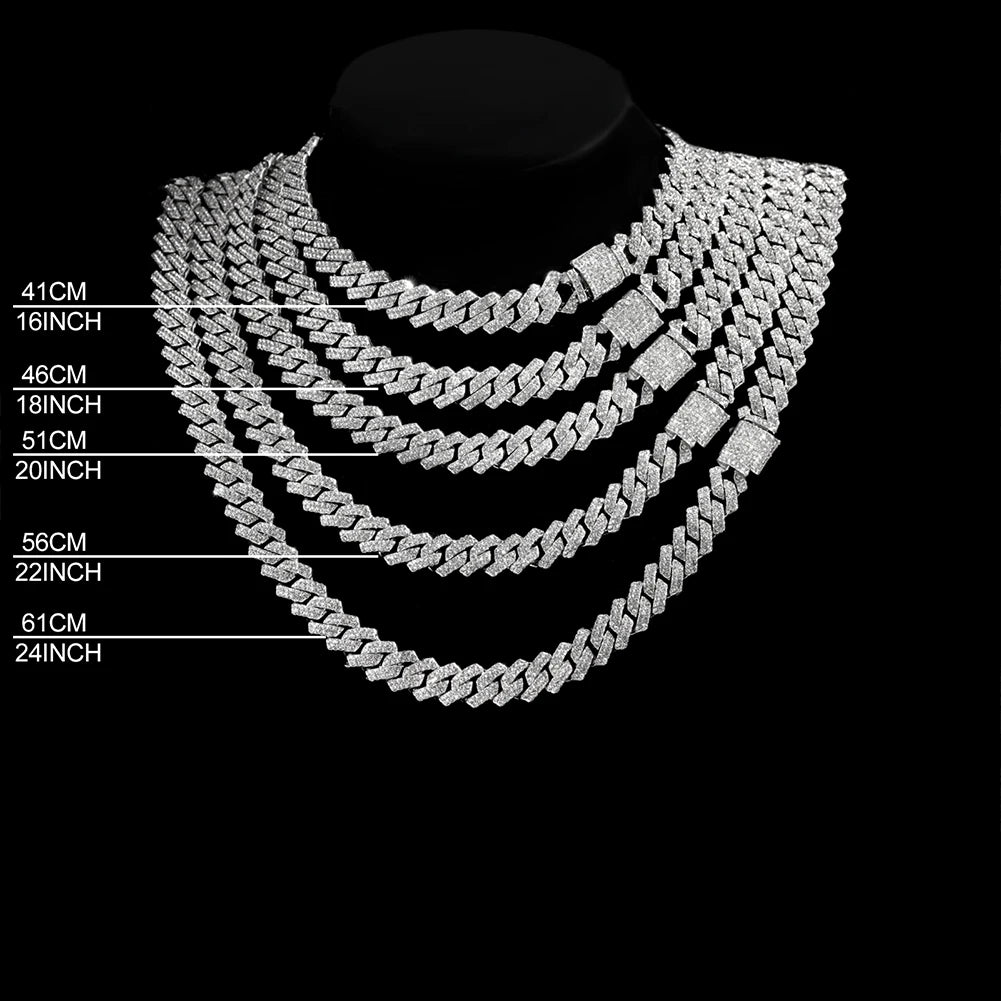 2-Piece Iced Out Bundle: 14MM Cuban + Tennis Cross Chain