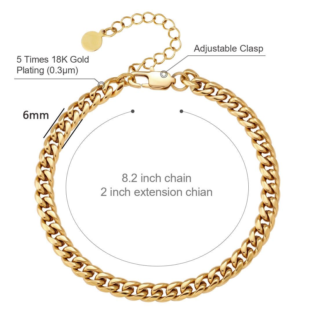 6mm Adjustable Minimal Cuban Anklet