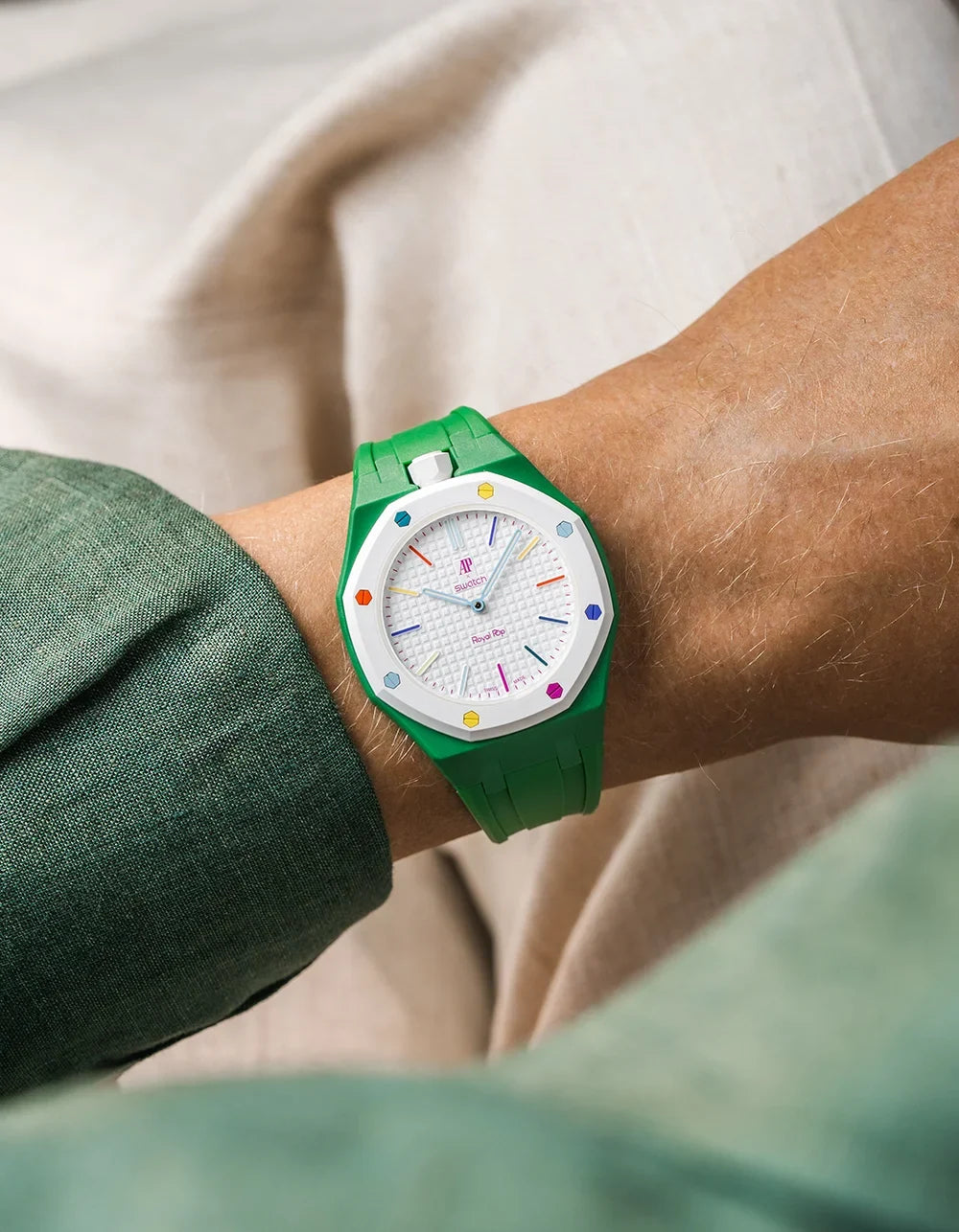 combo::green::rubber-strap-for-ap-x-swatch-royal-pop-green
