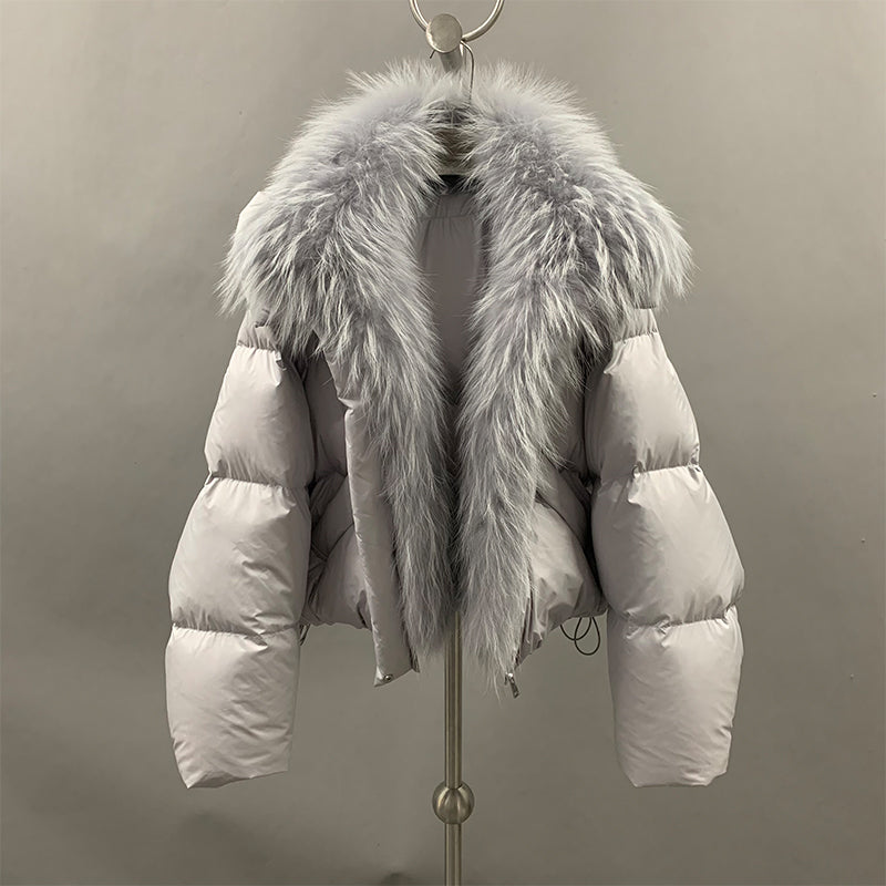 VVS Diana Real Fur-Trim Detachable Cropped Puffer Jacket