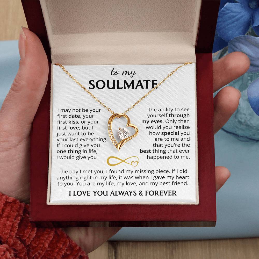 To My Soulmate (I Love You Always & Forever) Message Card Necklace