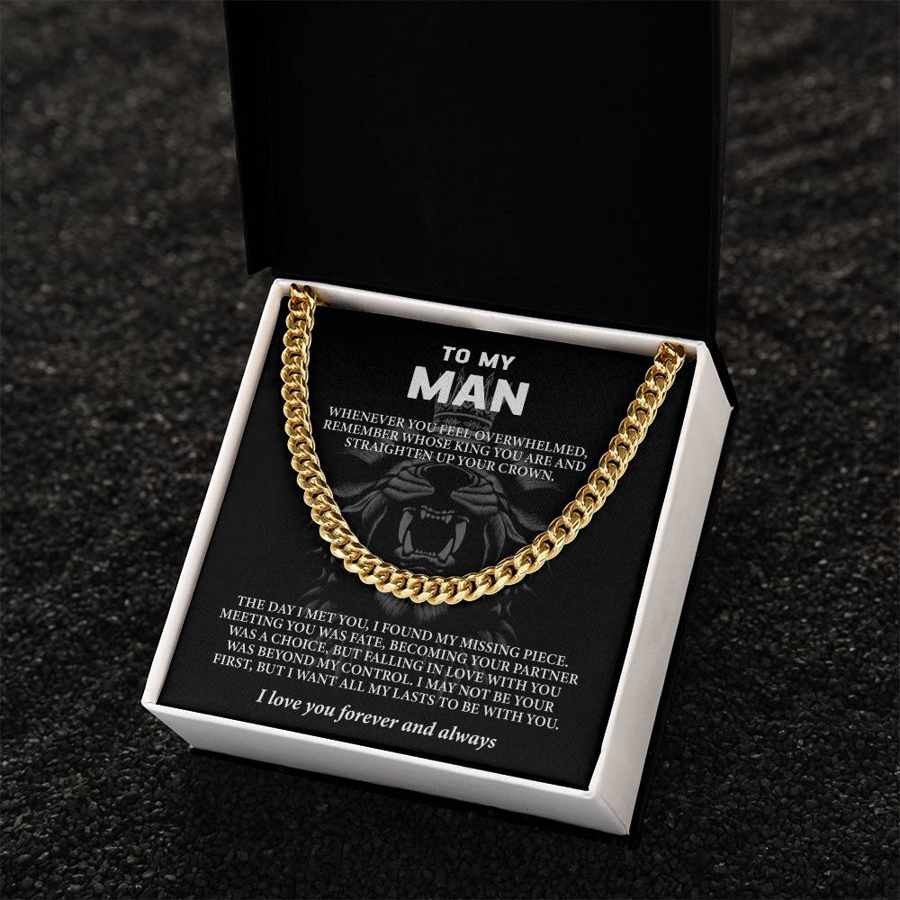 To My Man - Husband or Boyfriend (I Love You Forever and Always) Message Card Necklace