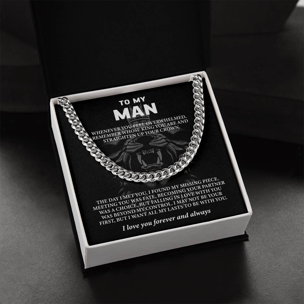 To My Man - Husband or Boyfriend (I Love You Forever and Always) Message Card Necklace