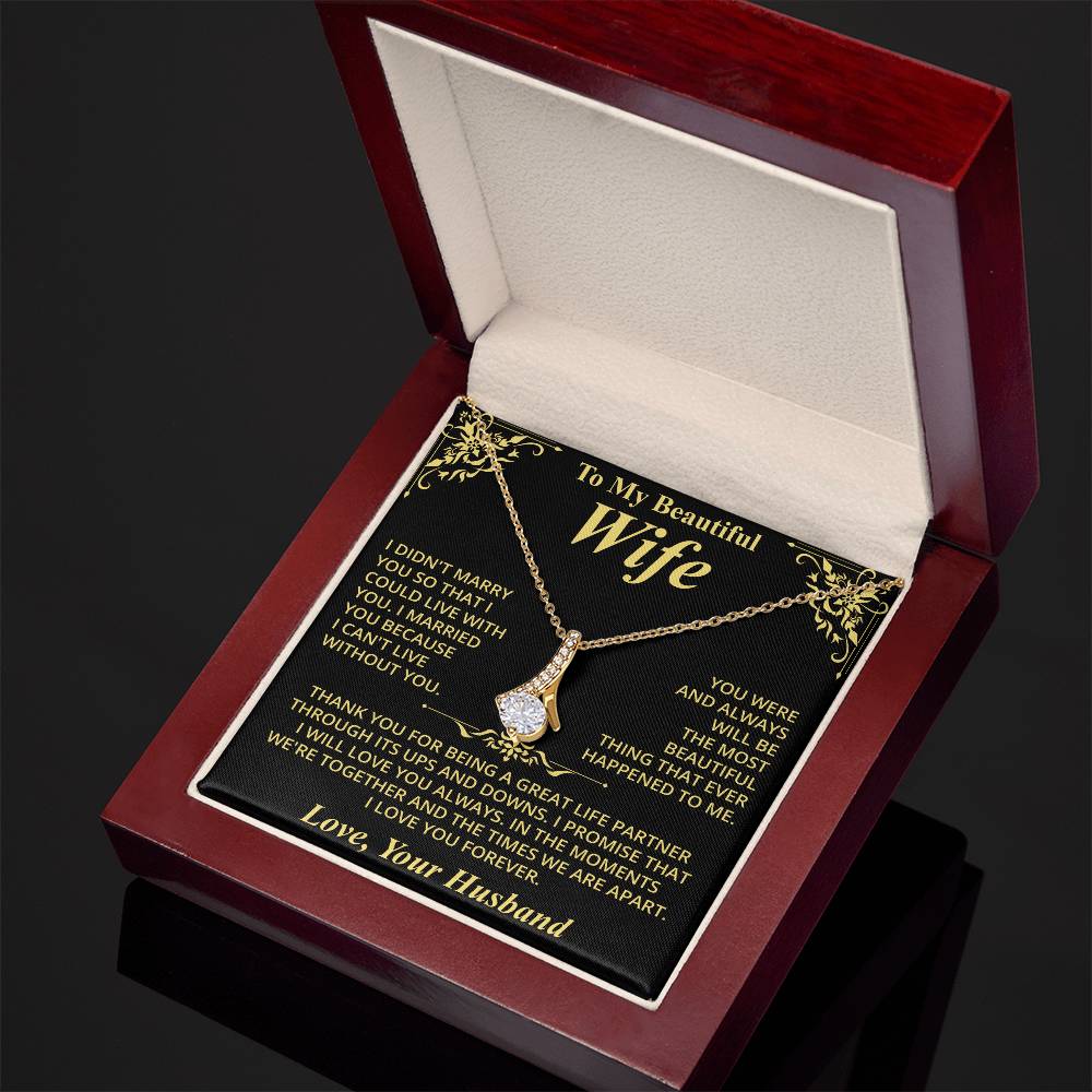 To My Beautiful Wife (Love, Your Husband) Message Card Necklace