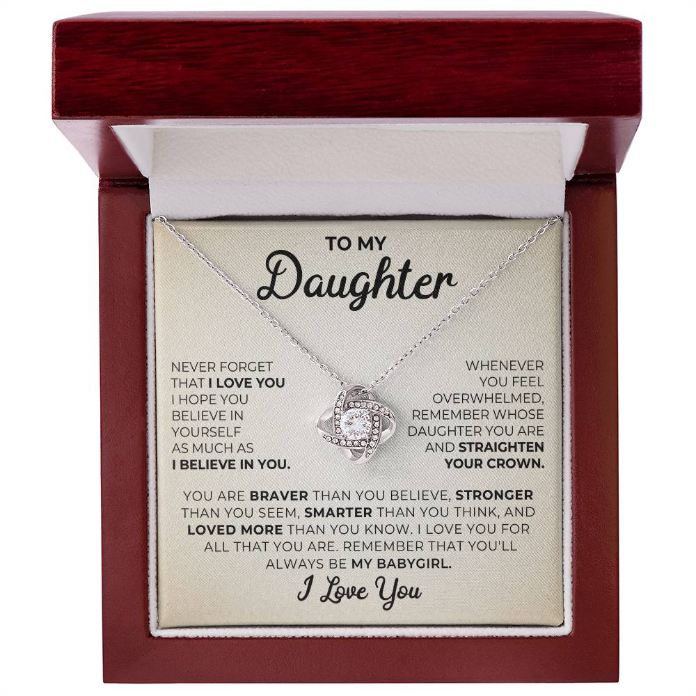 To My Daughter, I Love You Message Card Necklace