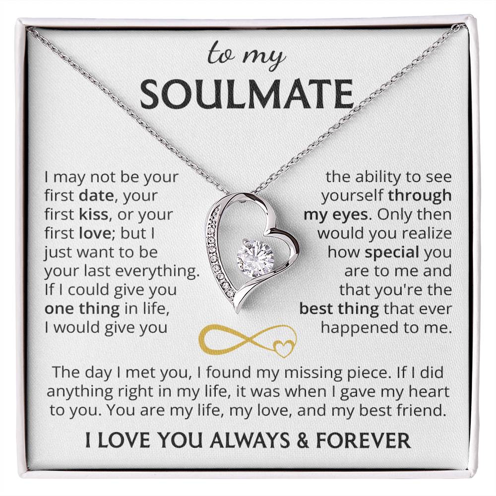 To My Soulmate (I Love You Always & Forever) Message Card Necklace