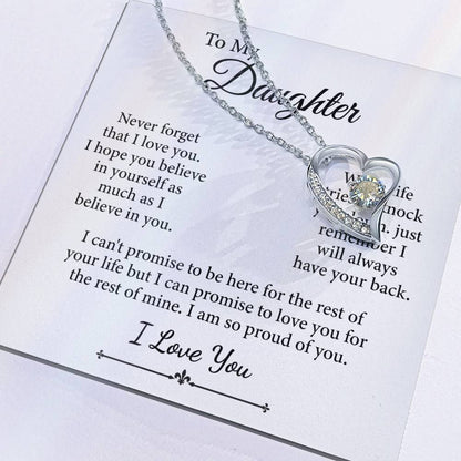To My Daughter, I Love You Message Card Necklace (I am so proud of you)