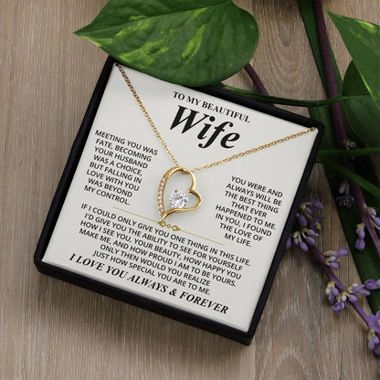 To My Beautiful Wife (I Love You Always & Forever) Message Card Necklace