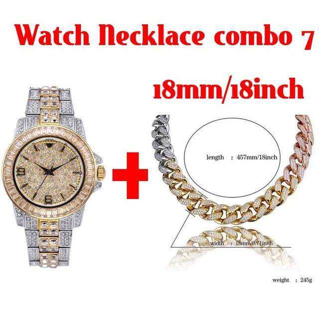 Hip Hop Fresh Jewelry hip hop jewelry Watch NC combo 7 18k Gold Plated Swag and Surf Watch and Chain Combo