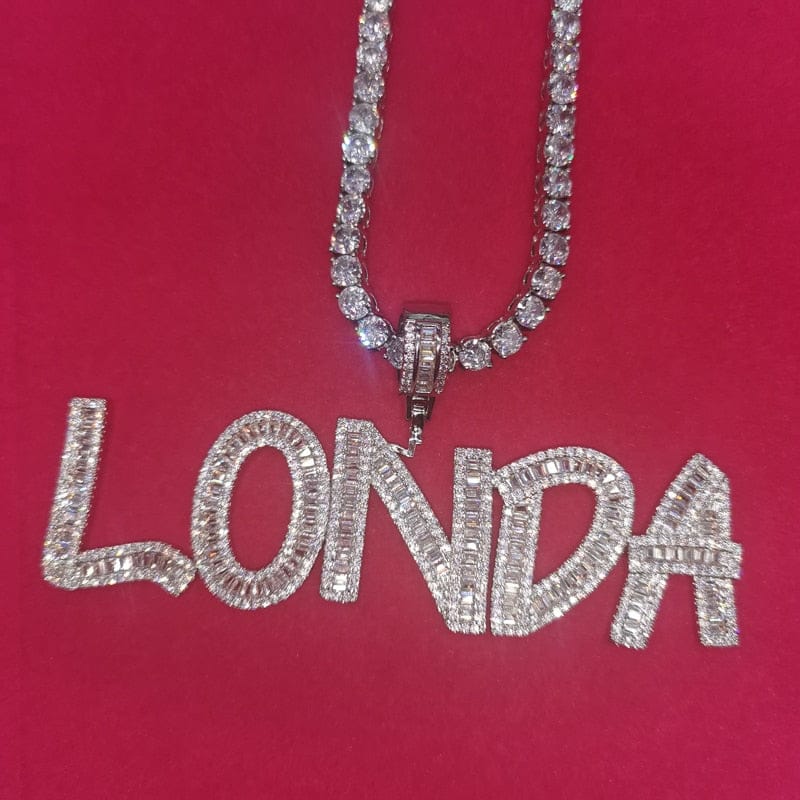 Baguette Bling Custom Letter Necklace