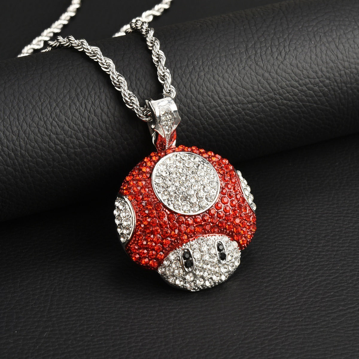 Collier pendentif champignon Micro Mario chaîne rappeur rétro