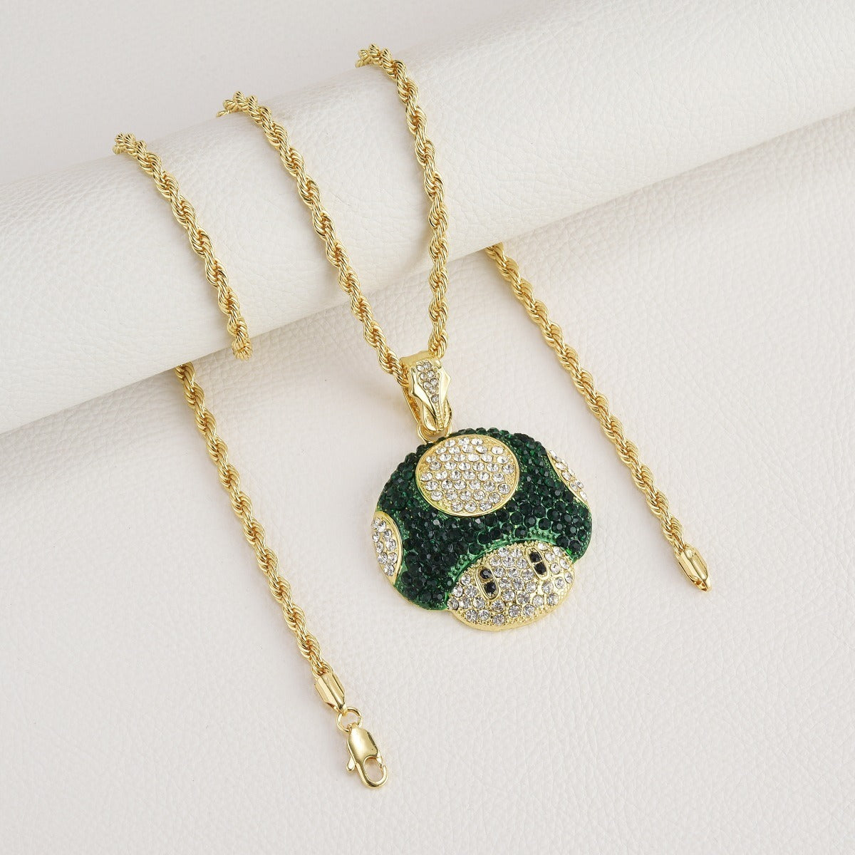 Collier pendentif champignon Micro Mario chaîne rappeur rétro