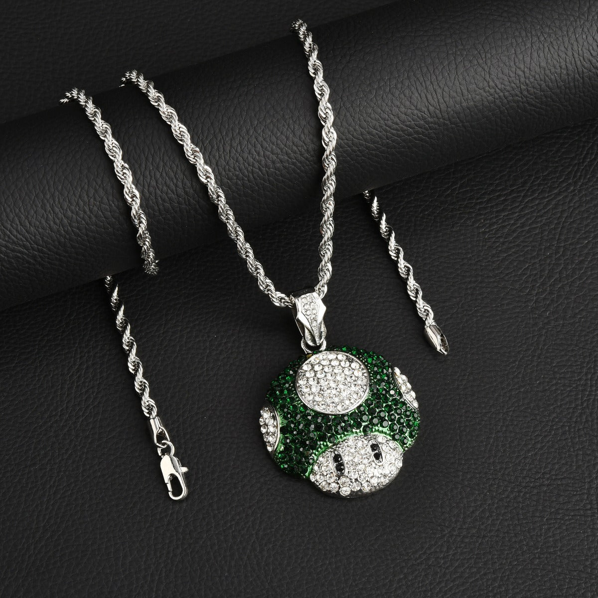 Collier pendentif champignon Micro Mario chaîne rappeur rétro