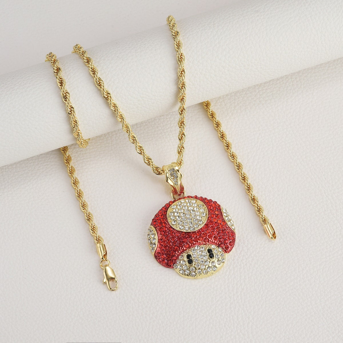 Collier pendentif champignon Micro Mario chaîne rappeur rétro