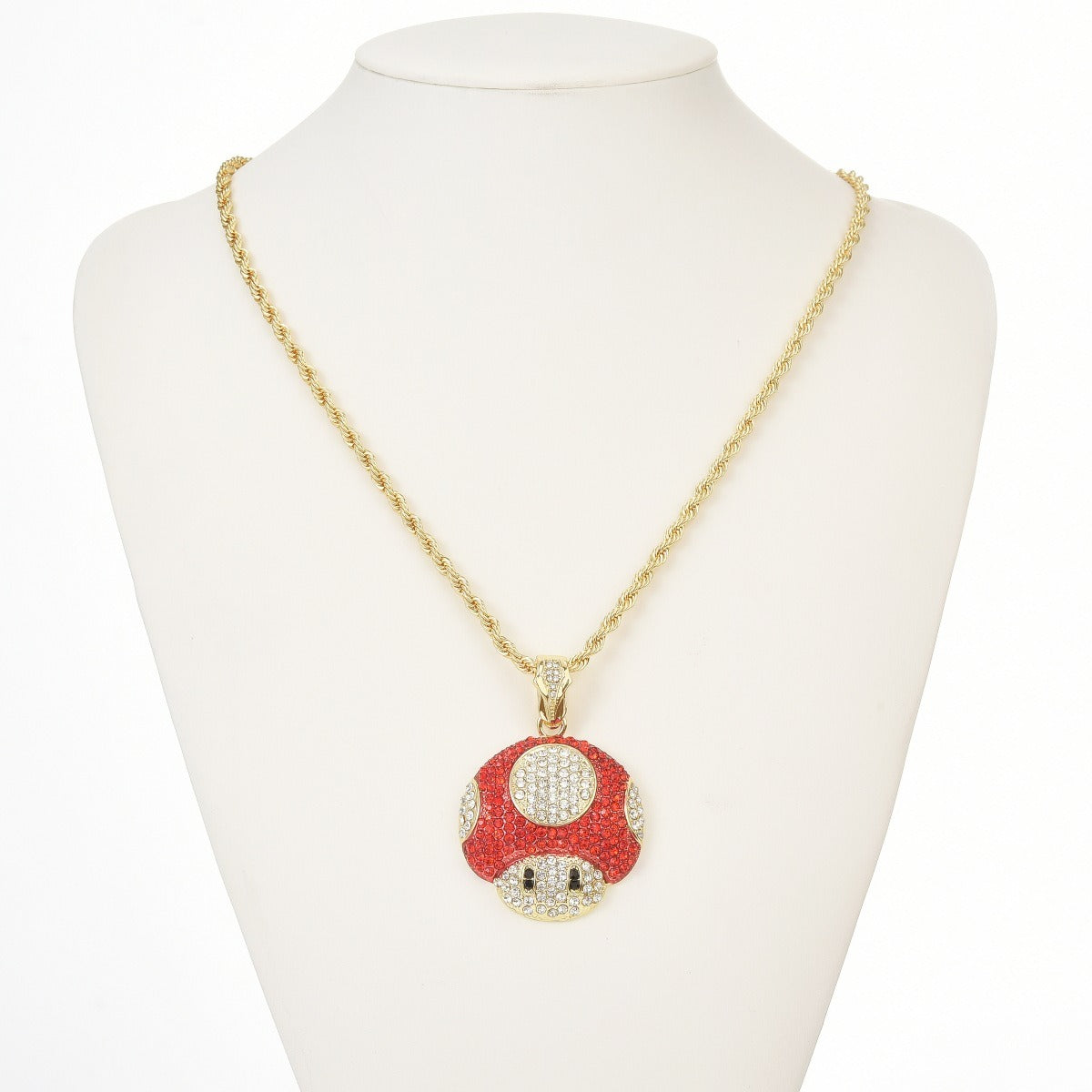 Collier pendentif champignon Micro Mario chaîne rappeur rétro