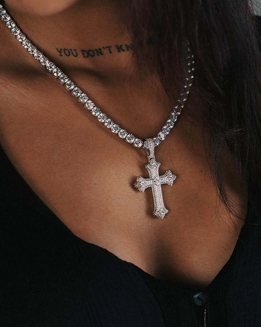 Iced Out Moissanite Cross Pendant