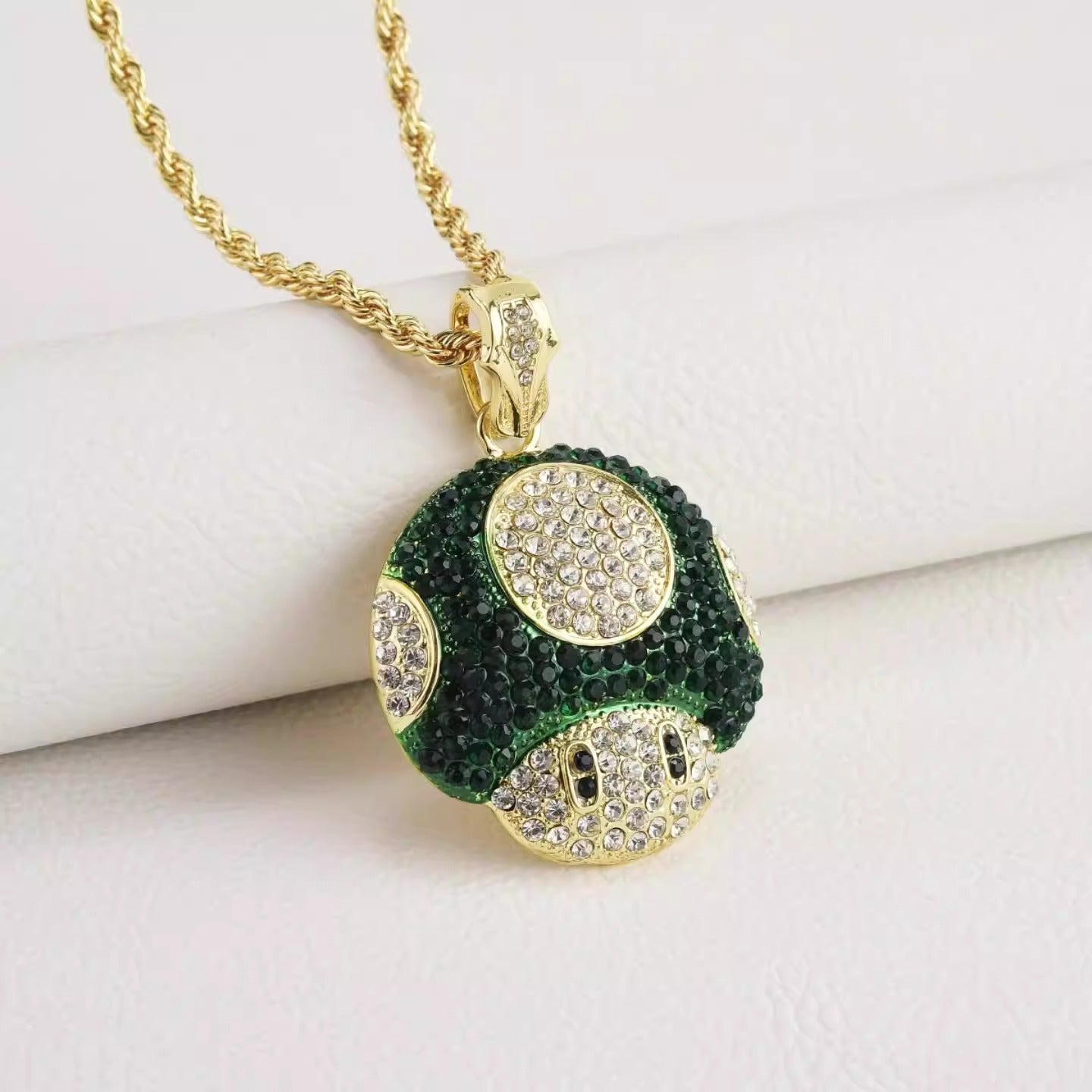 Collier pendentif champignon Micro Mario chaîne rappeur rétro
