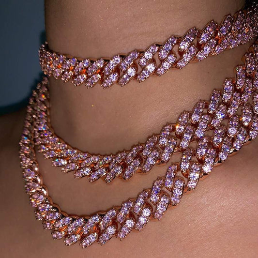 Jewelhery hip hop jewelry chains Pink Cuban Choker Chain