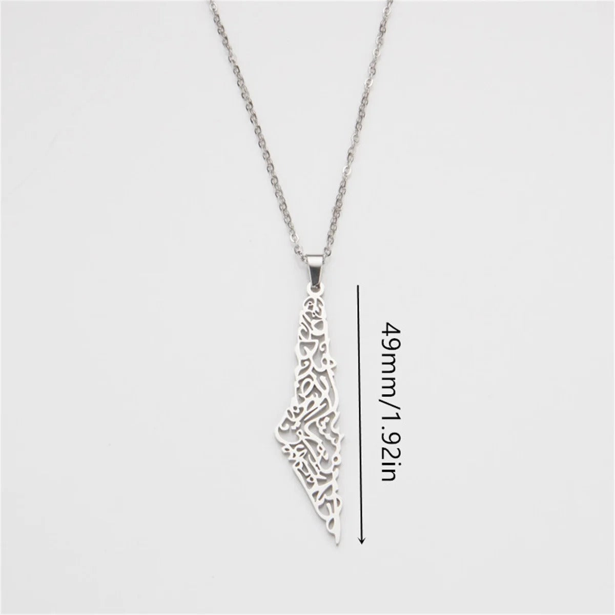 Stainless Steel Palestine Map Necklace for Men and Women