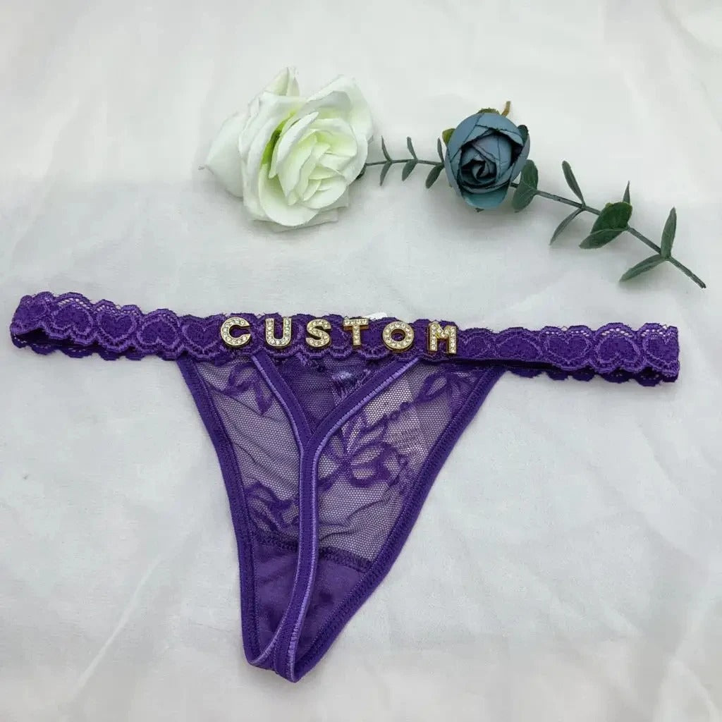 Custom Letter Thong Panties with Personalized Name