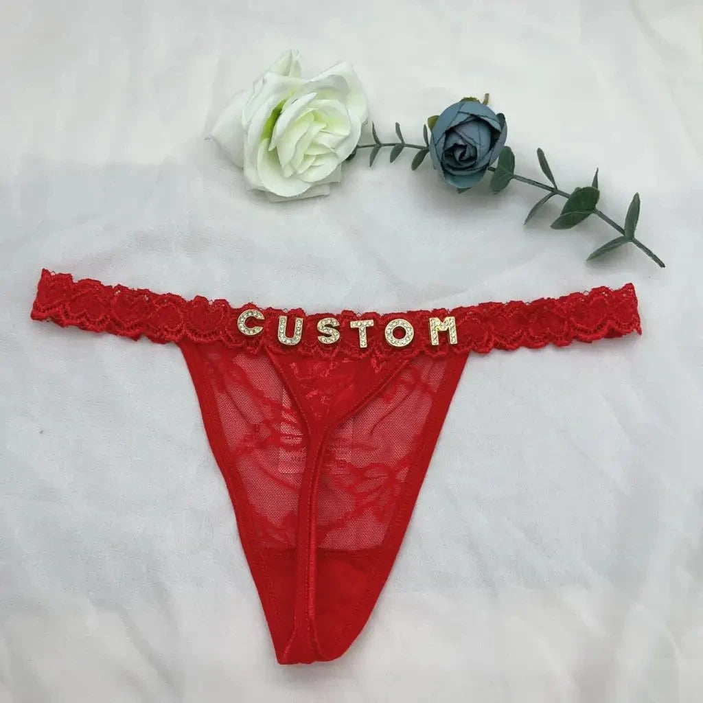 Custom Letter Thong Panties with Personalized Name