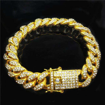 VVS Jewelry hip hop jewelry 18.5mm Gold VVS Jewelry 18k Gold Plated Cuban Bracelet