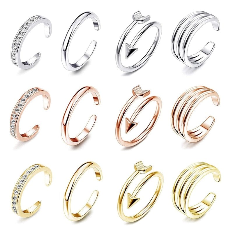 VVS Jewelry hip hop jewelry 4pc Stacking Crystal Toe Ring Set