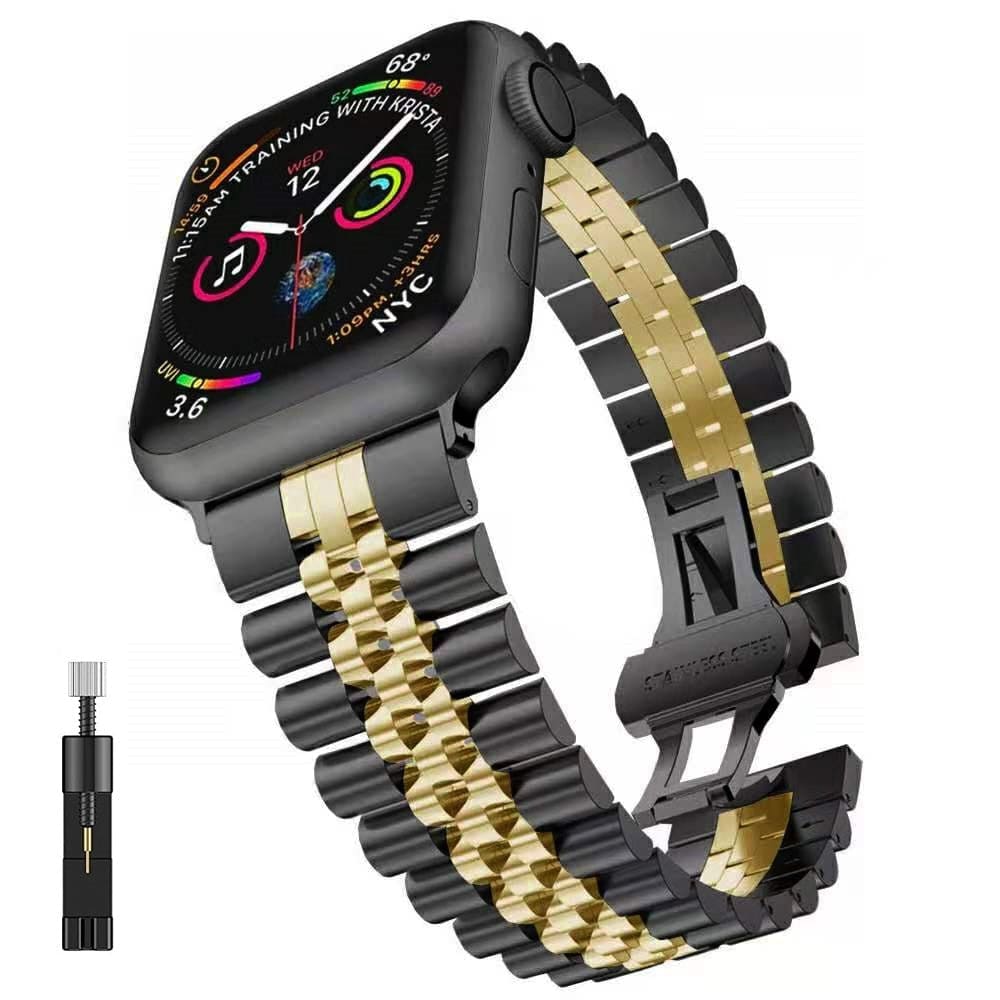 VVS Jewelry hip hop jewelry Black gold / series 7 8 45mm Two-tone Classic Apple Watch Band