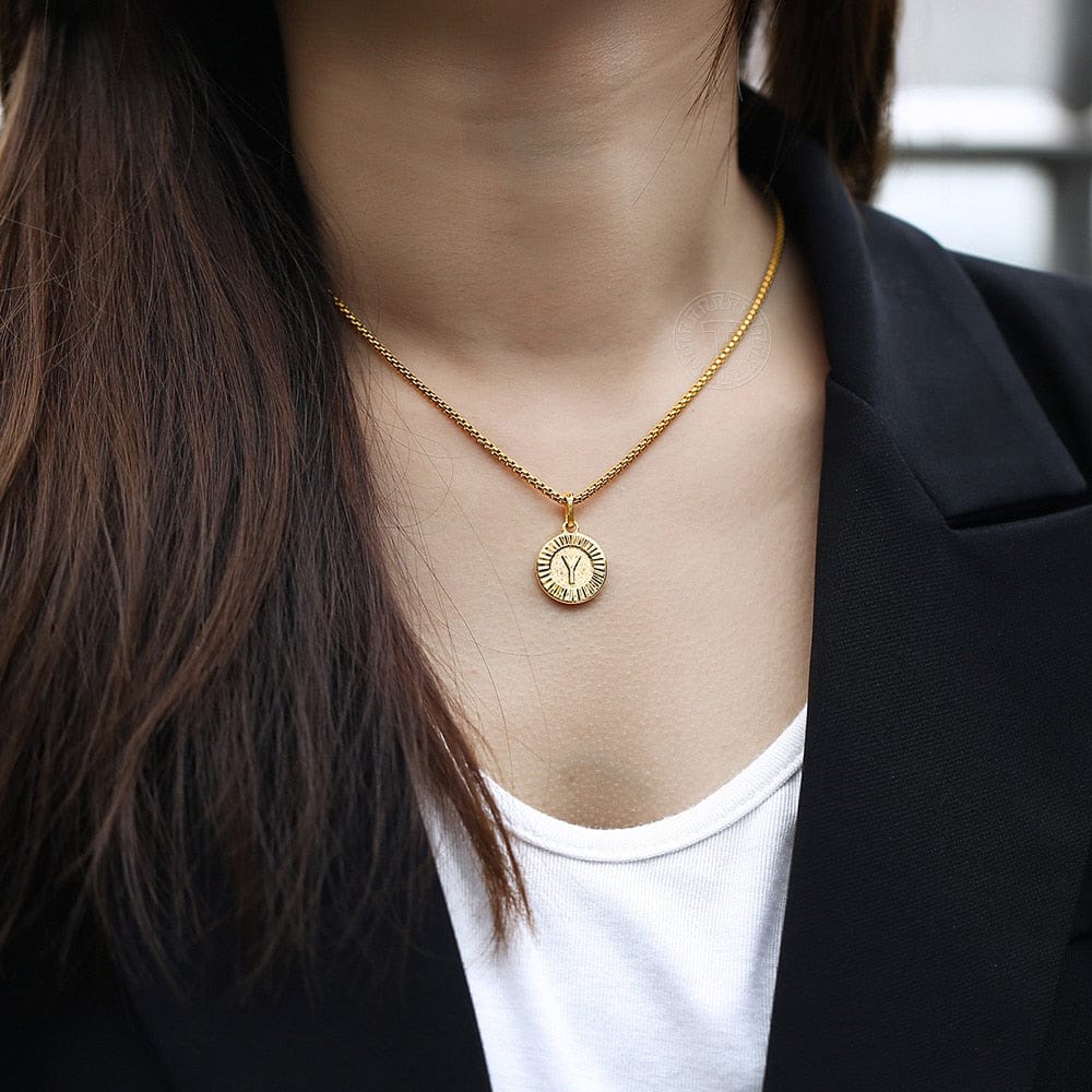 VVS Jewelry hip hop jewelry Circle Gold Initial Pendant Chain