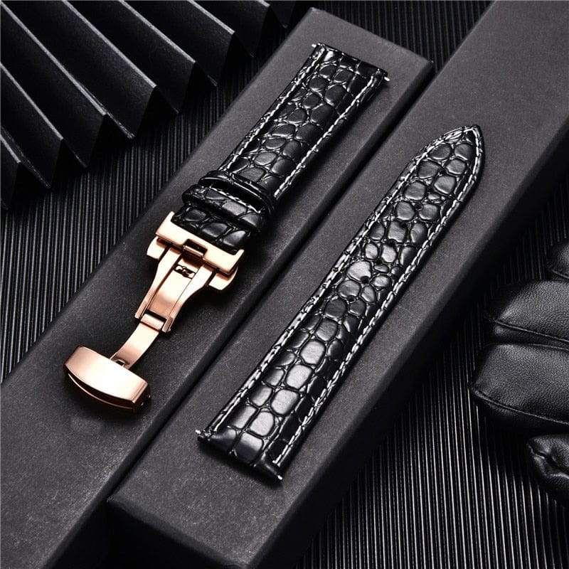 VVS Jewelry hip hop jewelry Crocodile Pattern with Automatic Buckle Men Watch Strap