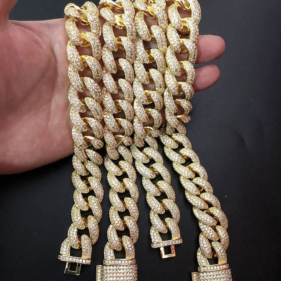 VVS Jewelry hip hop jewelry Cuban Frosty Extra Iced Gold Cuban Chain