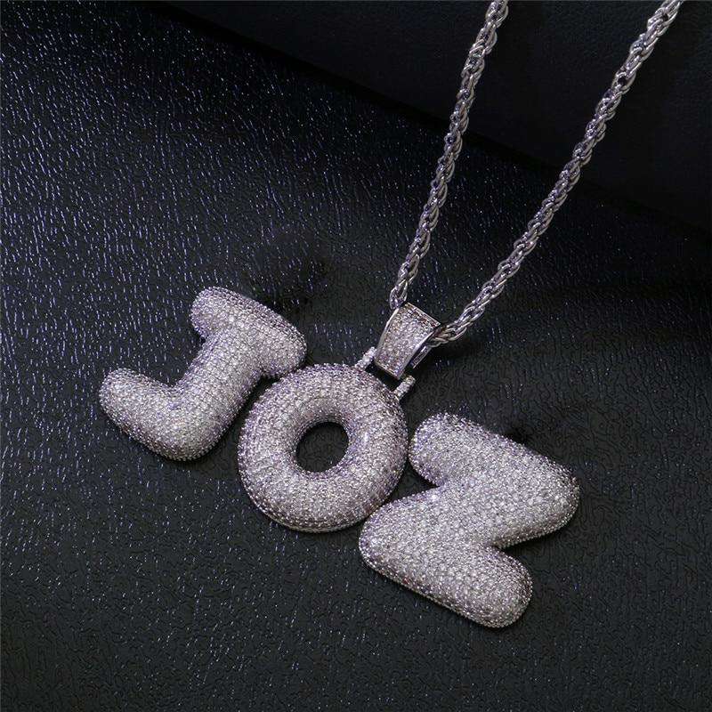 VVS Jewelry hip hop jewelry Custom Bubble Letter Name Chain Necklace