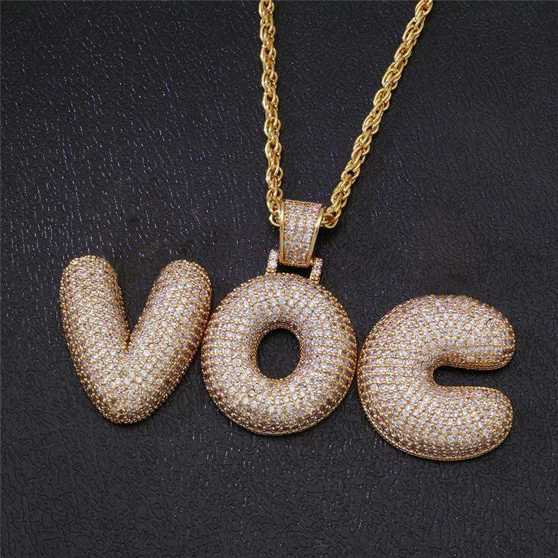 VVS Jewelry hip hop jewelry Custom Bubble Letter Name Chain Necklace